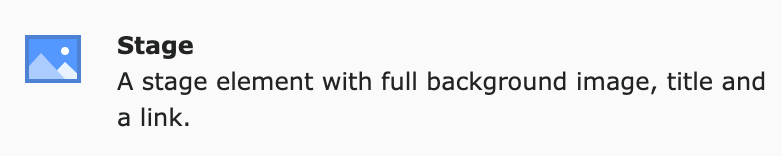 Stage element in newContent wizard