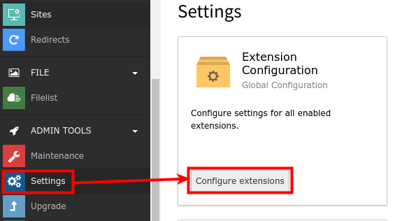 Extension Configuration Module