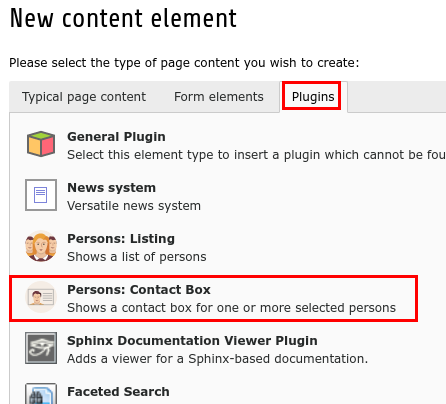 Add person contact box plugin